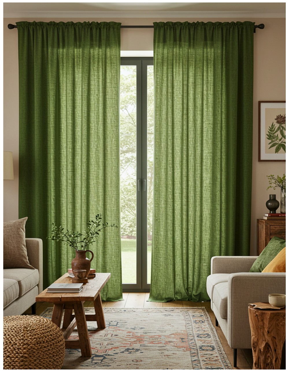Mossy Green Textured Weaves