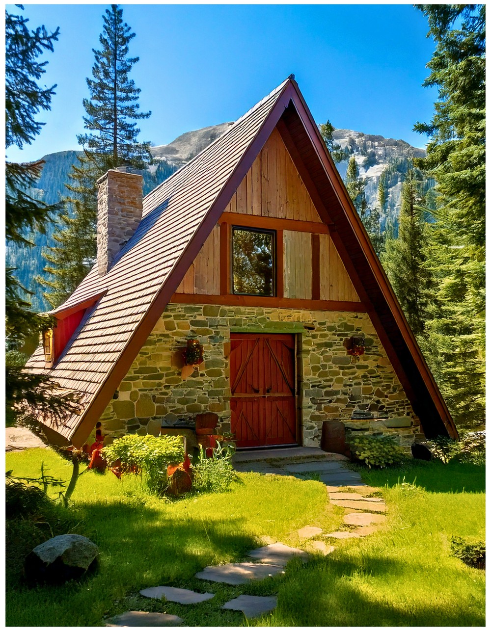 Mountain Retreat with Stone Accents