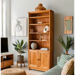 Natural wood bookcase