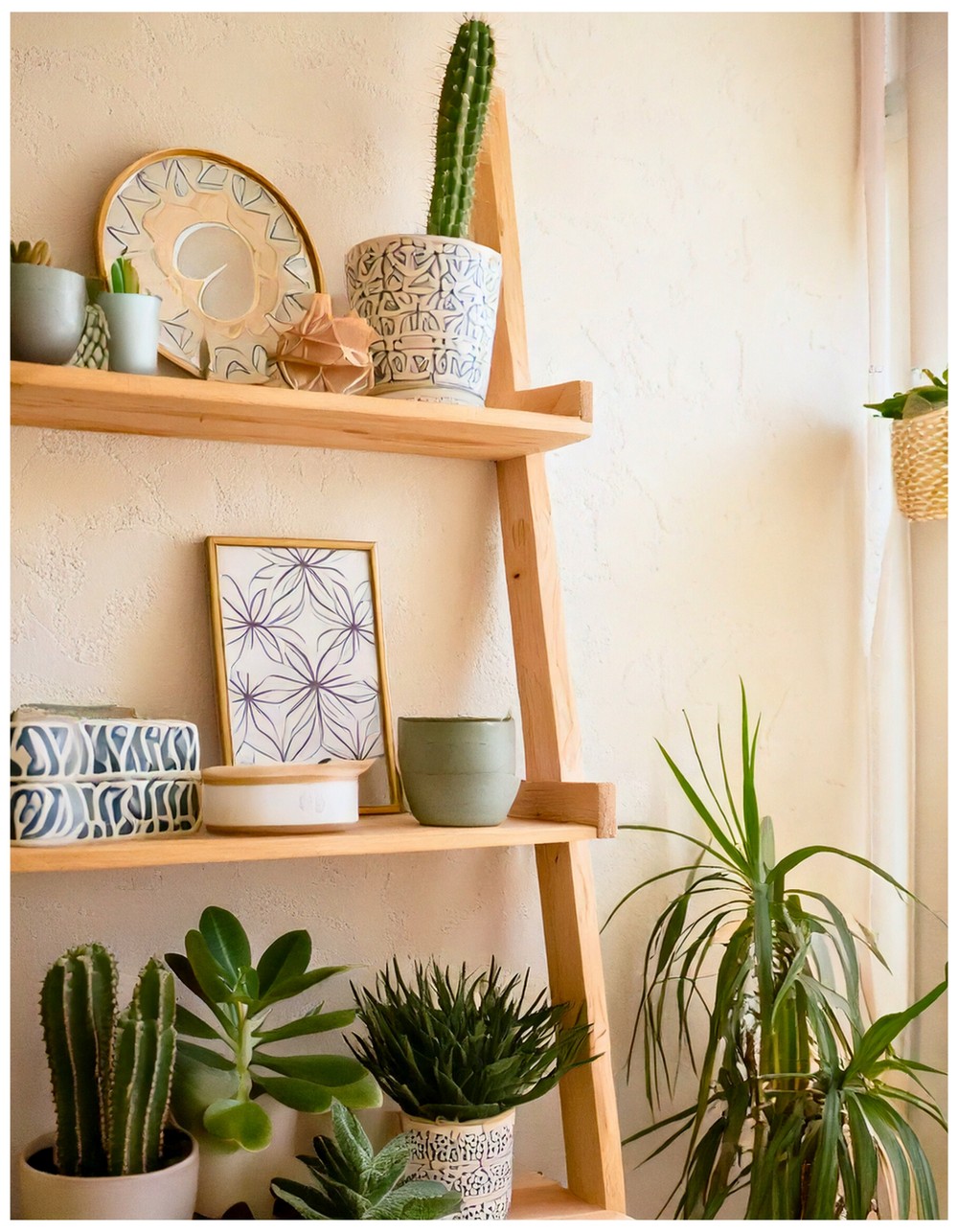Turn the Ladder Into Display Shelves