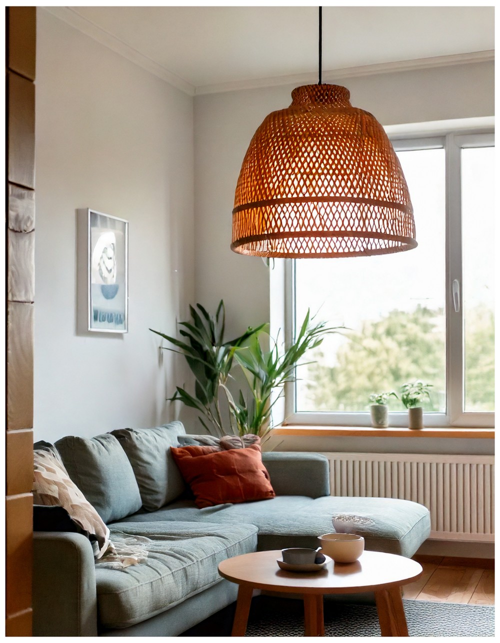 Woven pendant light