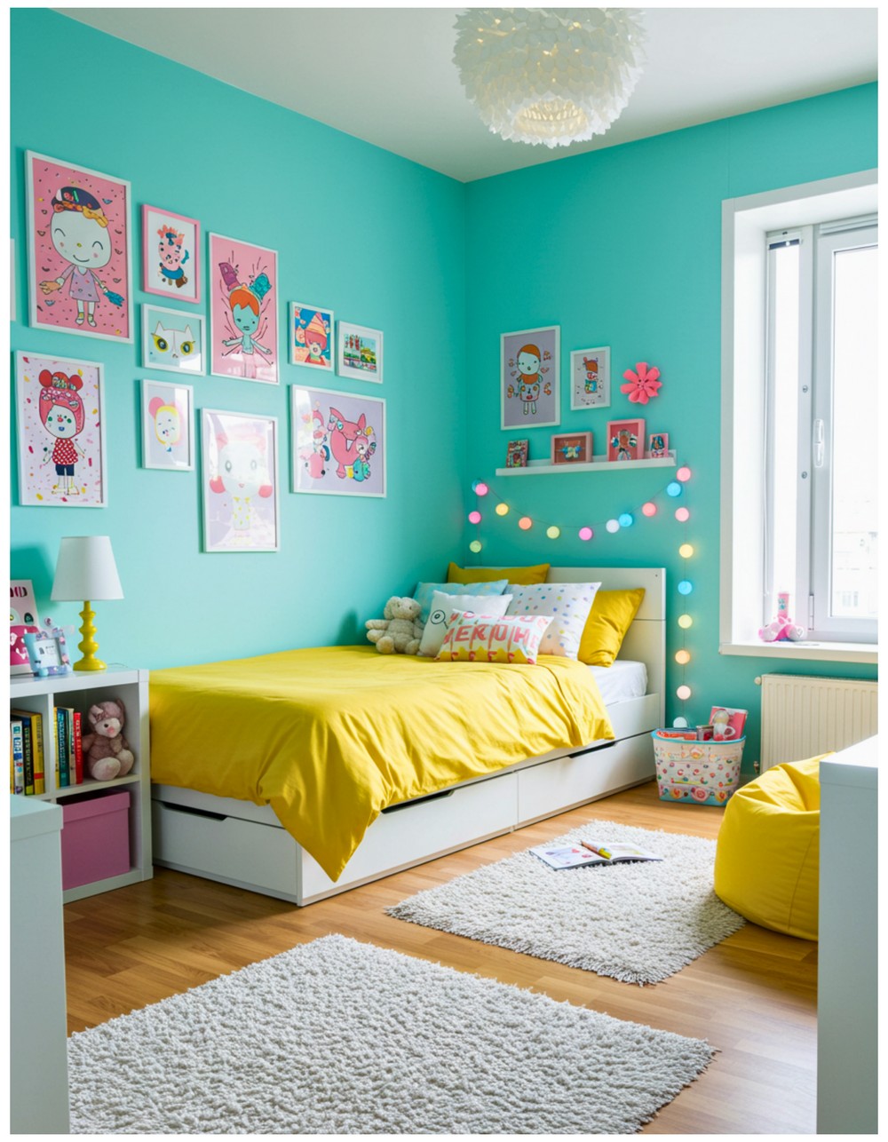 Aqua Blue and Yellow
