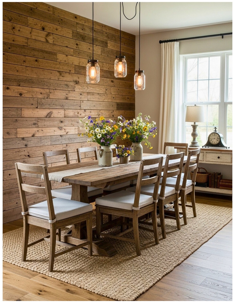 Charming Farmhouse Dining Room Accent Wall Ideas