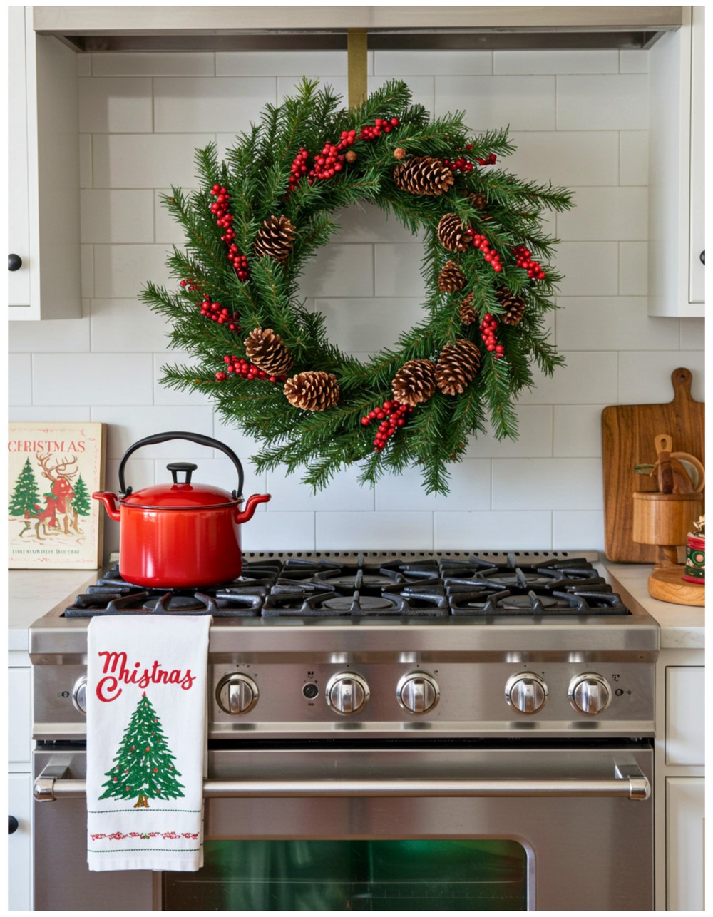 Christmas Wreath Above the Stove