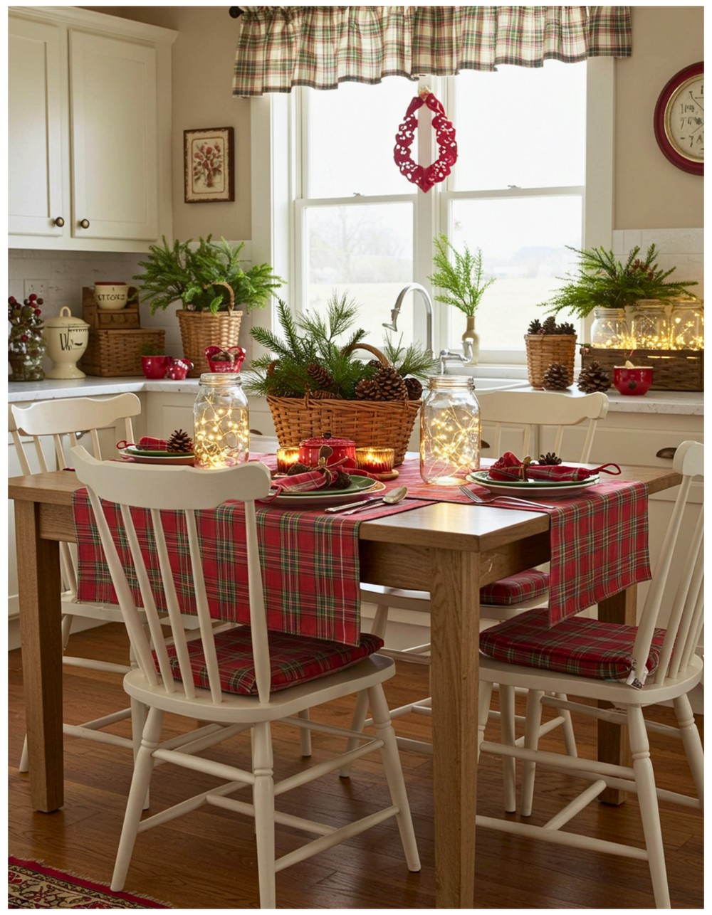 Country Christmas Kitchen with Plaid Accents