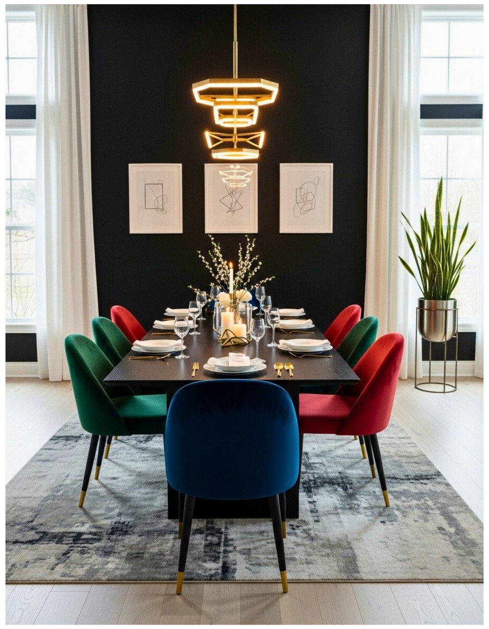 Elegant Black Accent Wall Ideas for Dining Rooms (1)