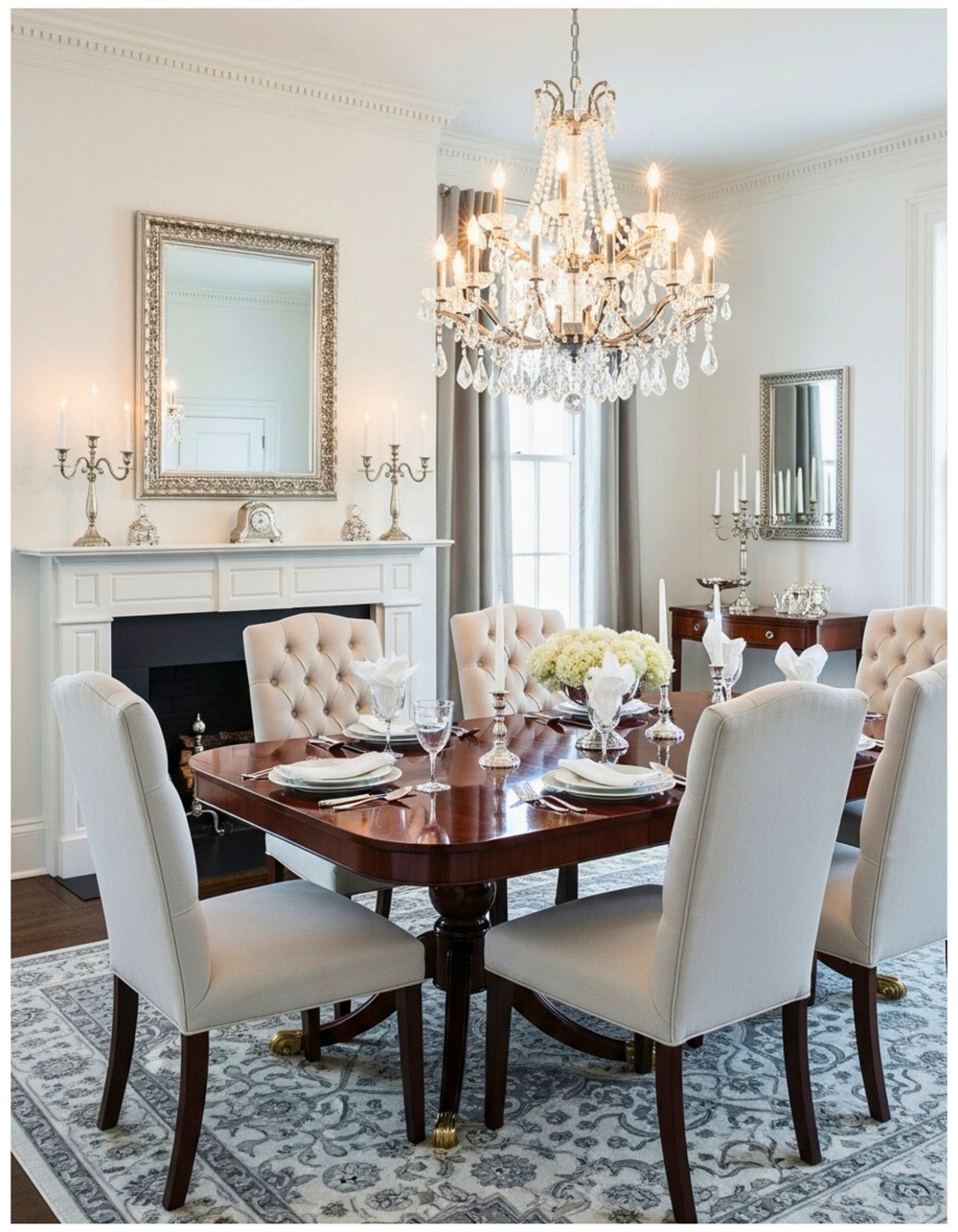 Elegant Dining Room Ideas with Fireplace