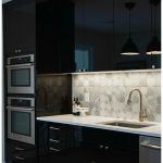 High-Gloss Black Cabinets