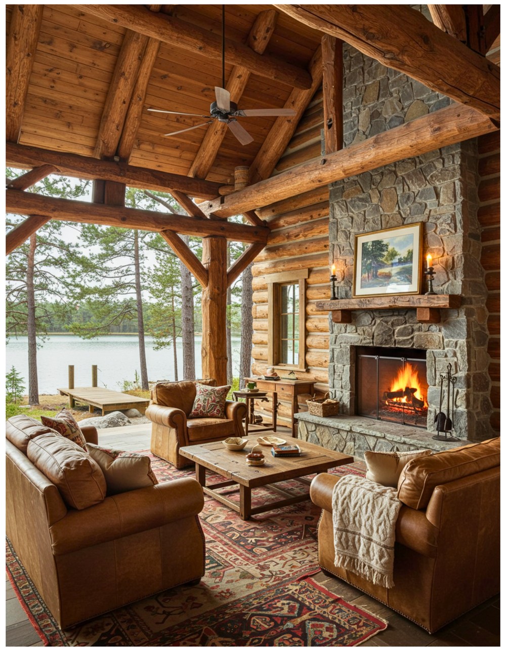 Inviting Lakehouse Design with Rustic Charm