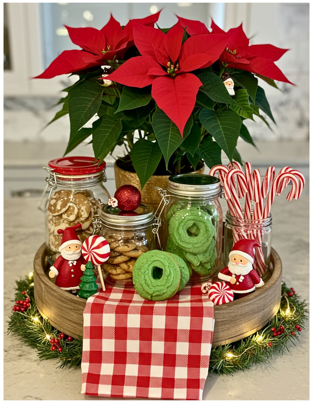 Red and Green Christmas Kitchen Island Tray