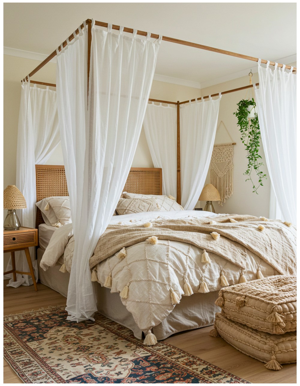 Stylish Boho Retreat with a Four-Poster Bed