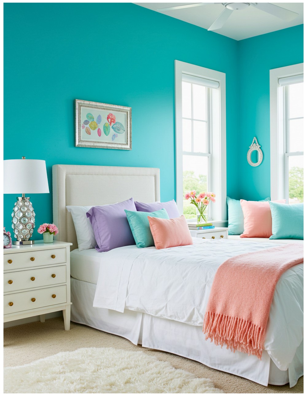 Turquoise and White