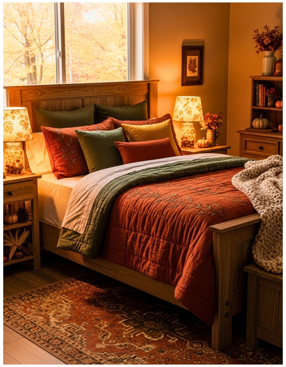 Acorn-Filled Mason Jars as Whimsical Bedside Lamps