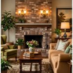 Add gold or brass sconce lighting to illuminate textured brick
