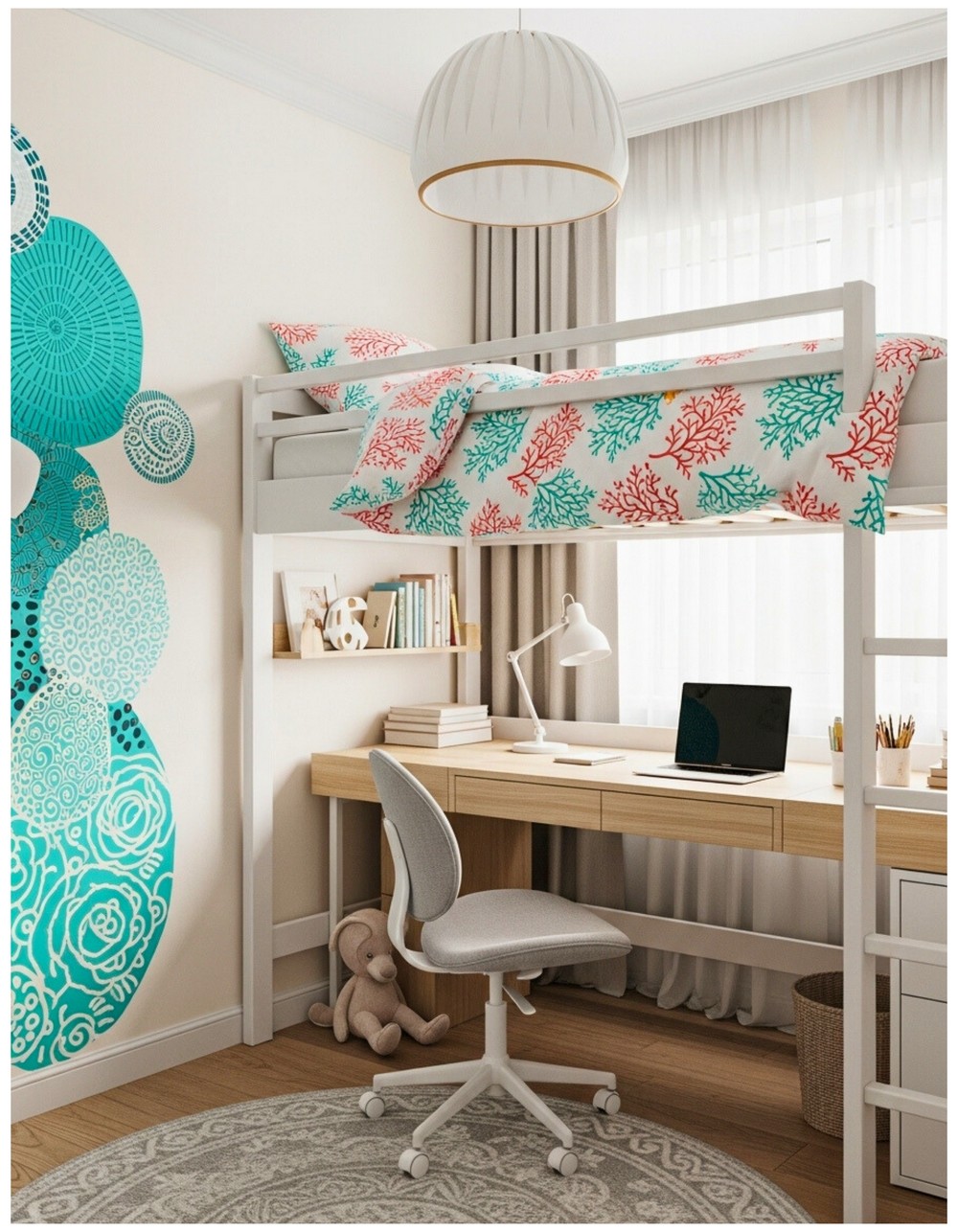 Charming Turquoise and Coral Teen Girl Bedroom Ideas