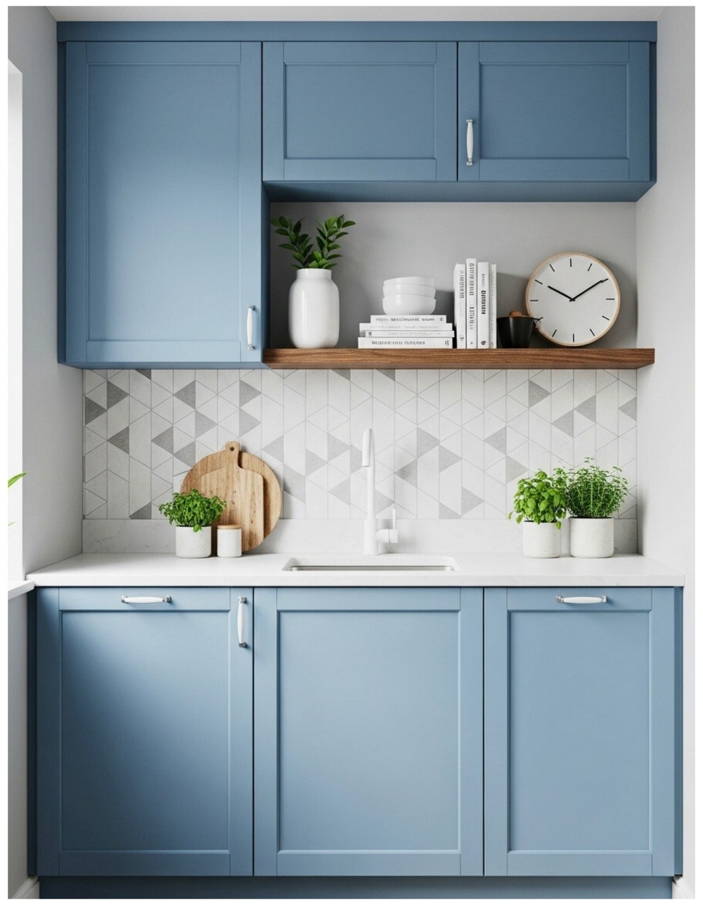 Chic Blue Kitchen Cabinets Section