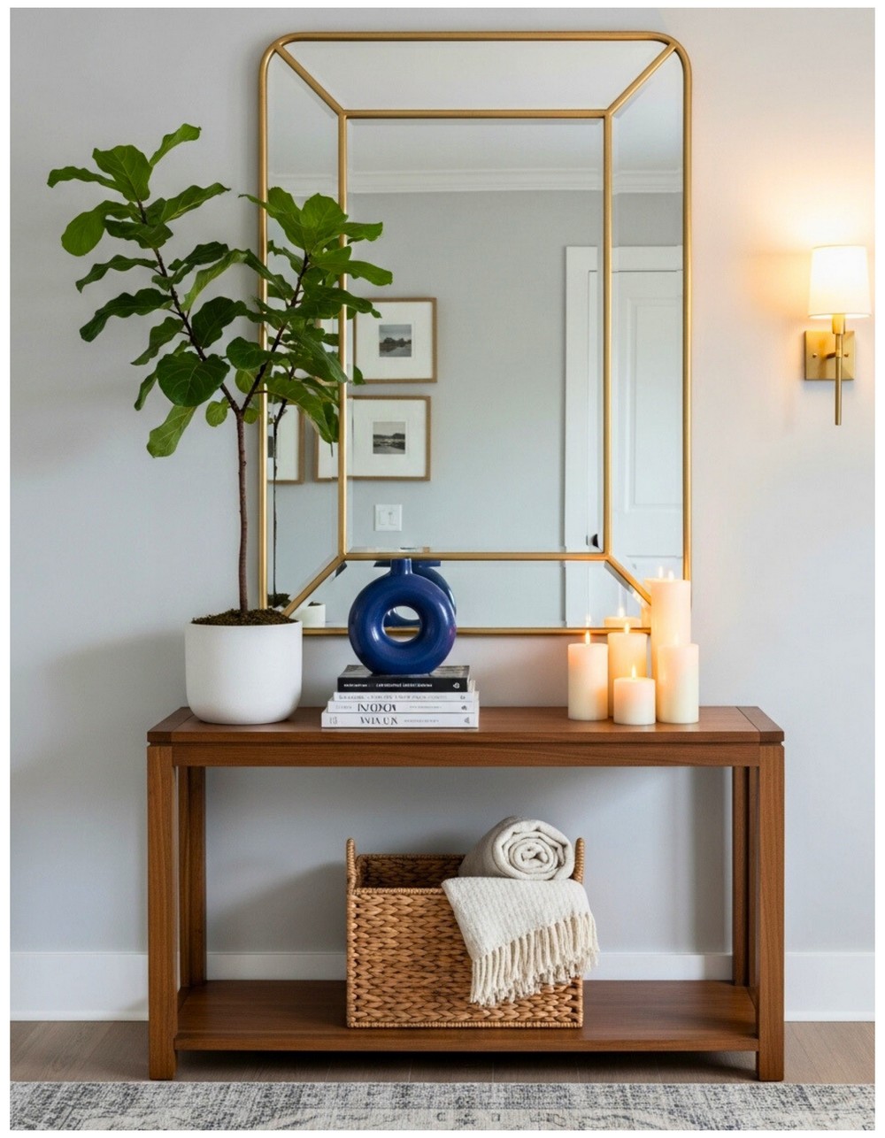Chic Entryway Mirror with Greenery