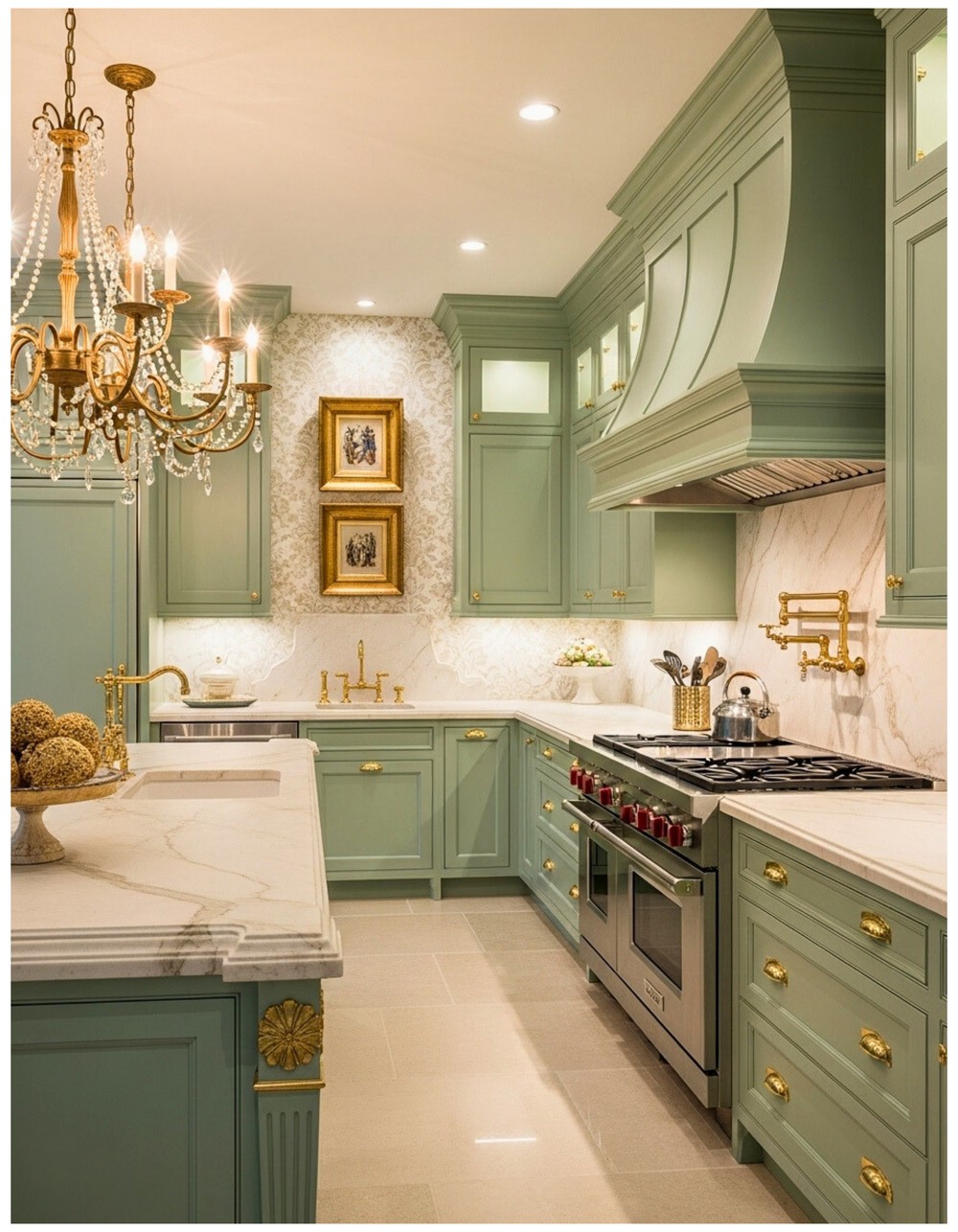 Elegant Pistachio Green Cabinets