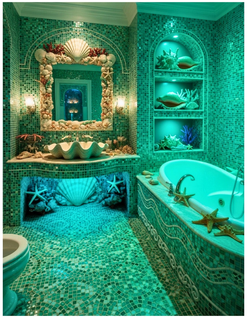 Enchanting Underwater Green Mosaic Tiles