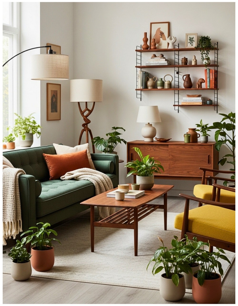 Inviting Aesthetic in a Modern Mid-Century Living Room