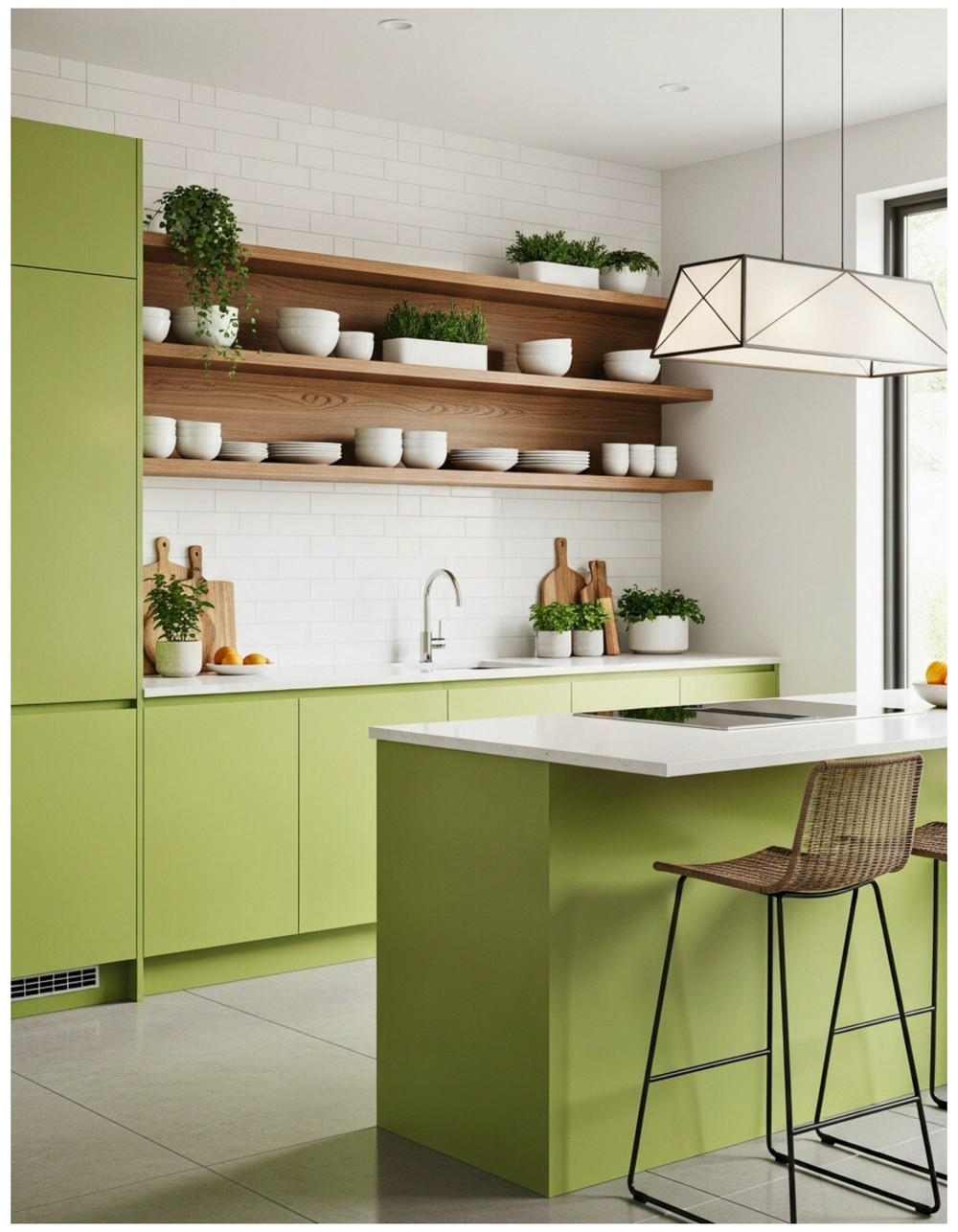 Lime Green & Wood Shelves
