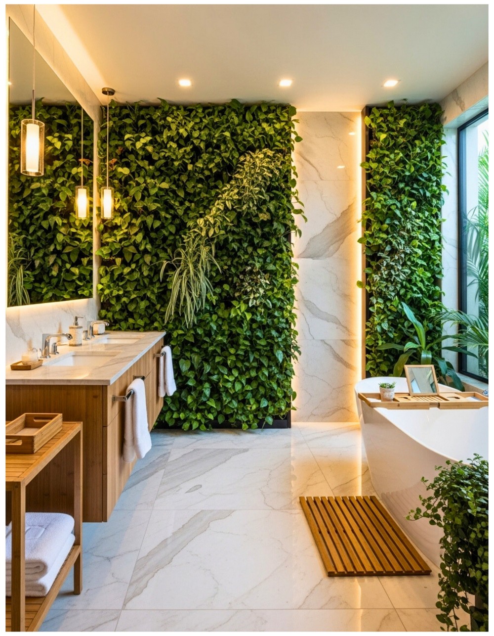 Lush Green Bathroom Oasis