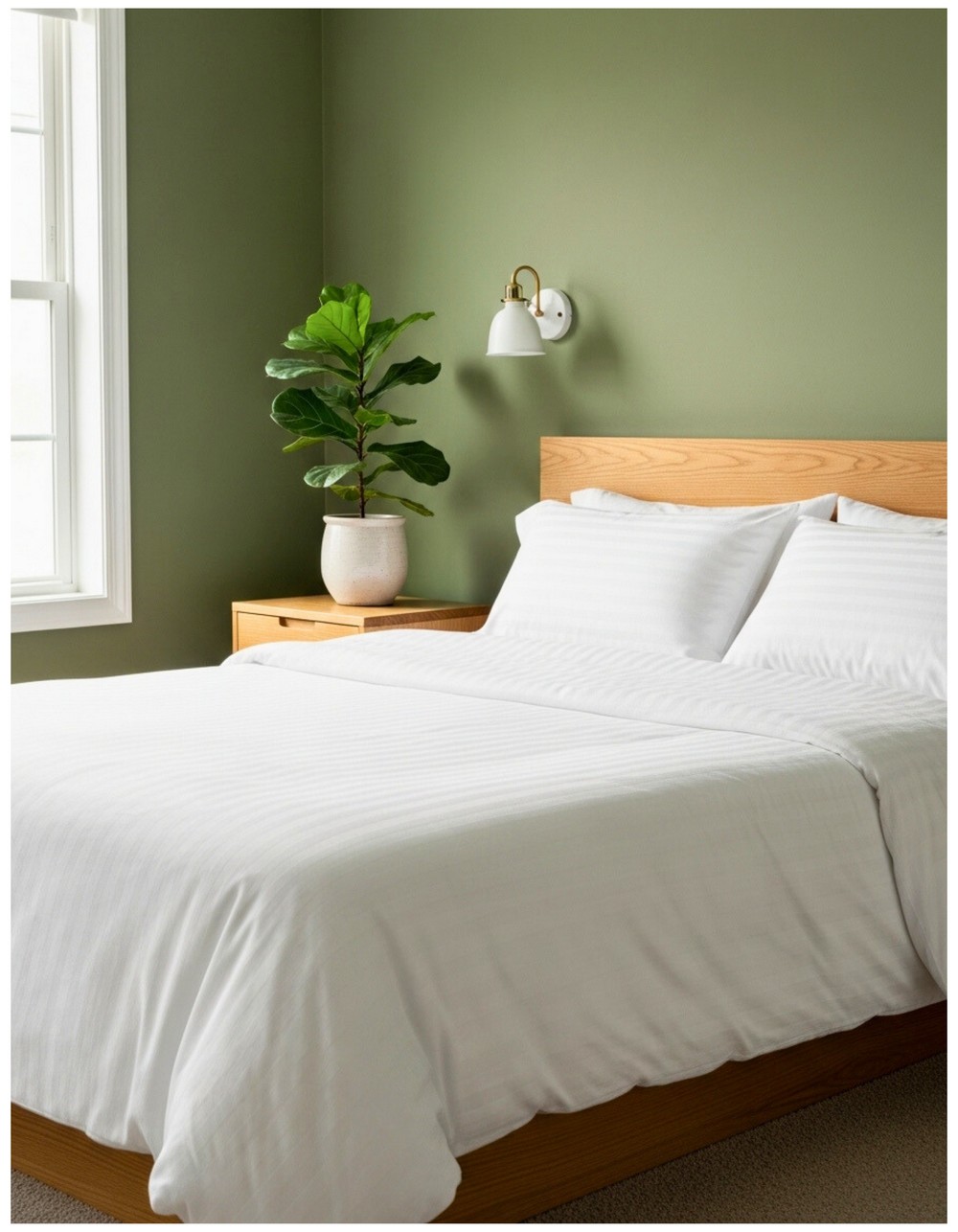 Minimalist Olive Green and White Bedroom Oasis