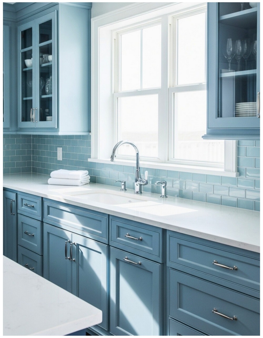 Ocean Wave Blue Cabinets