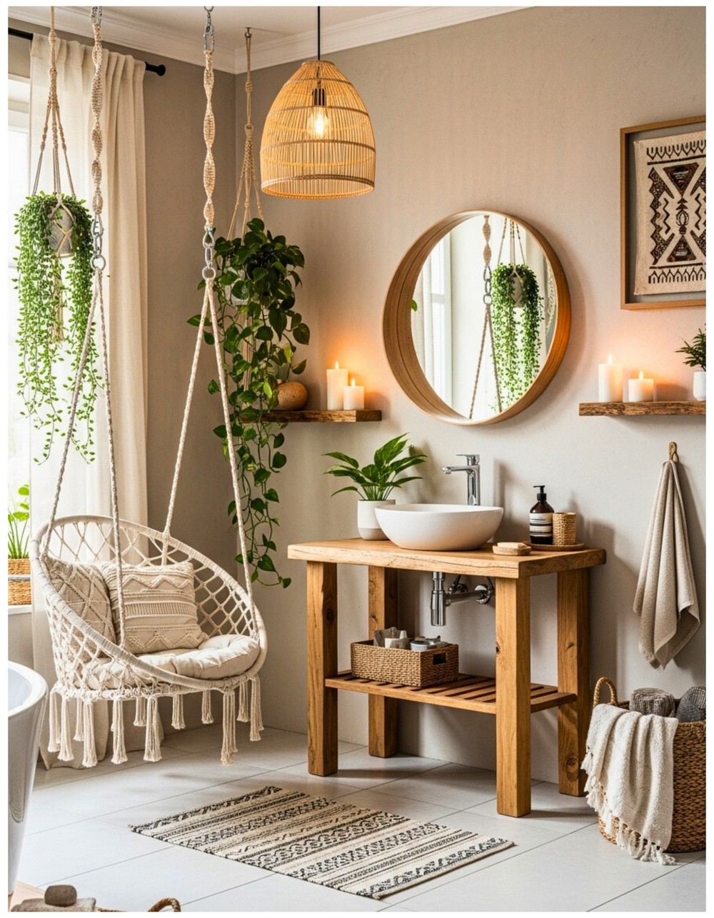 Rattan Swing for Cozy Corner