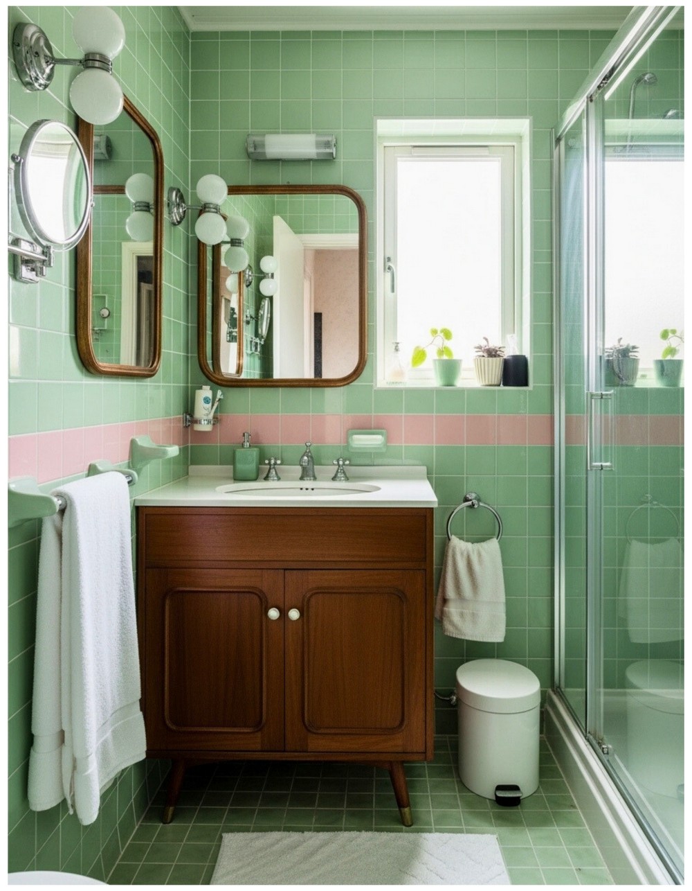 Retro Green Bathroom Makeover