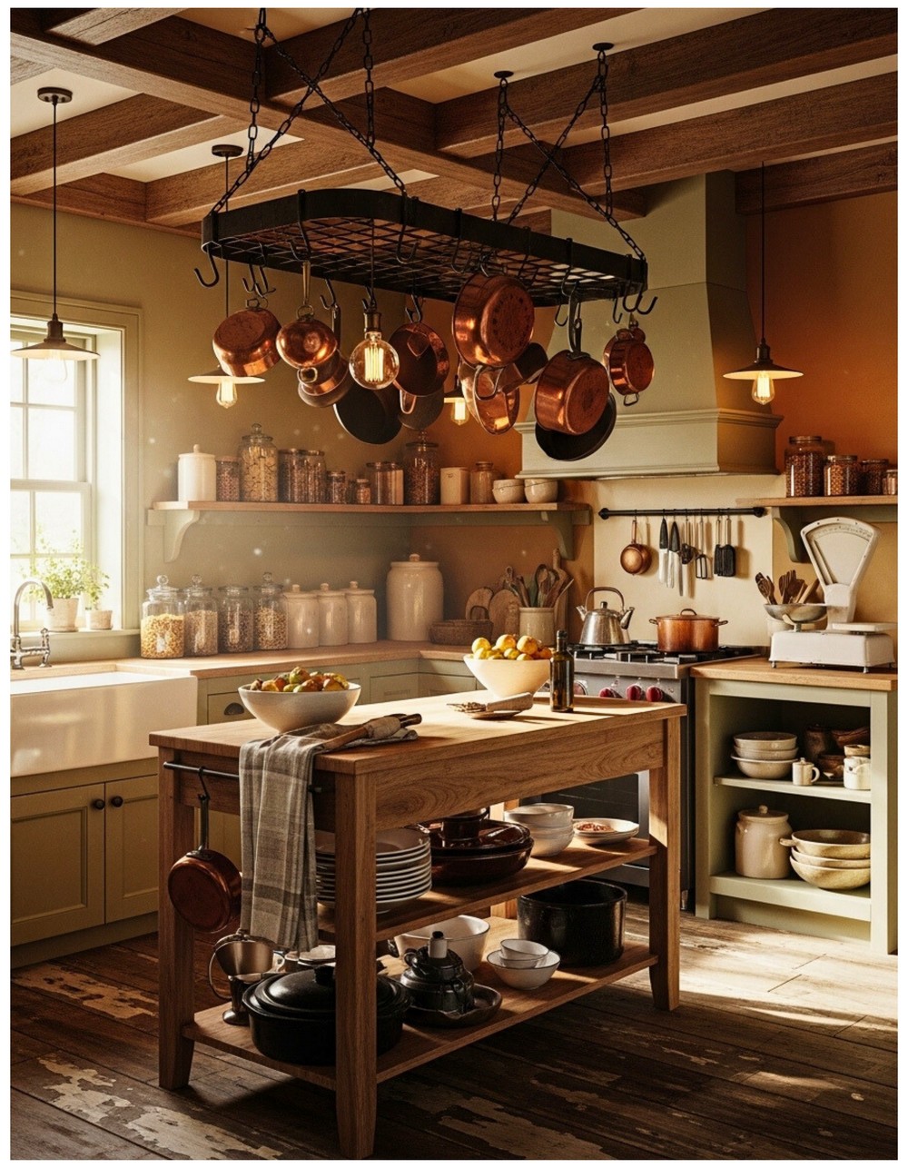 Rustic Pot Racks for Kitchens