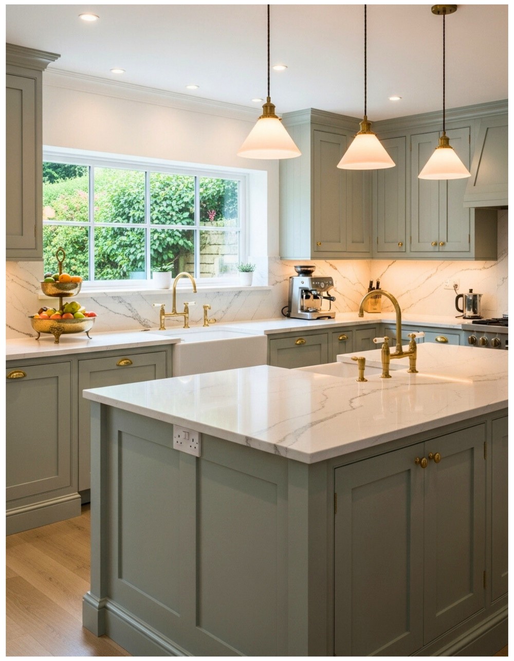 Sage Green & Brass Cabinets