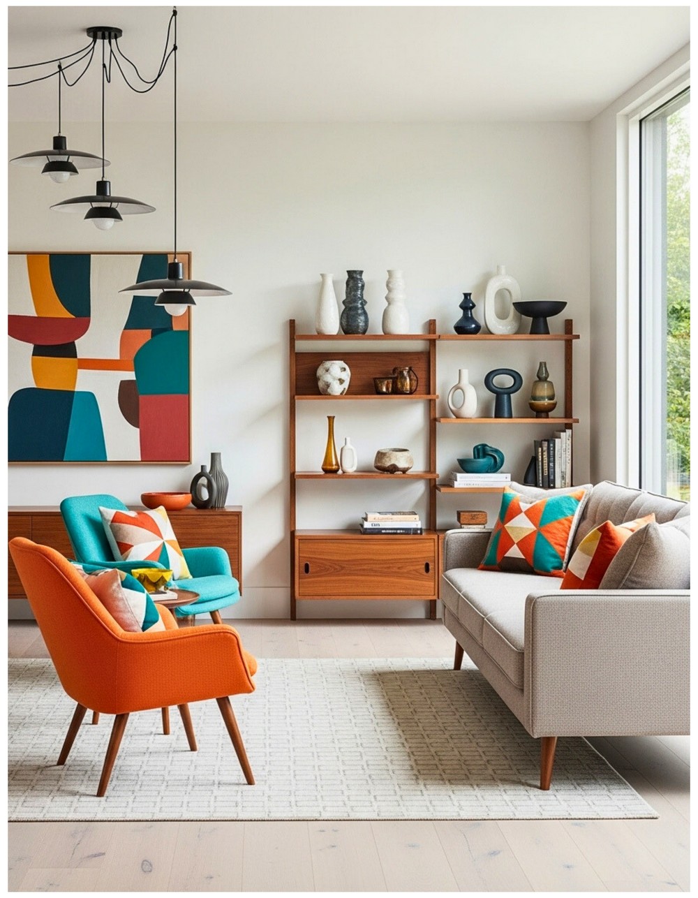 Stylish Mid-Century Modern Living Room Setup