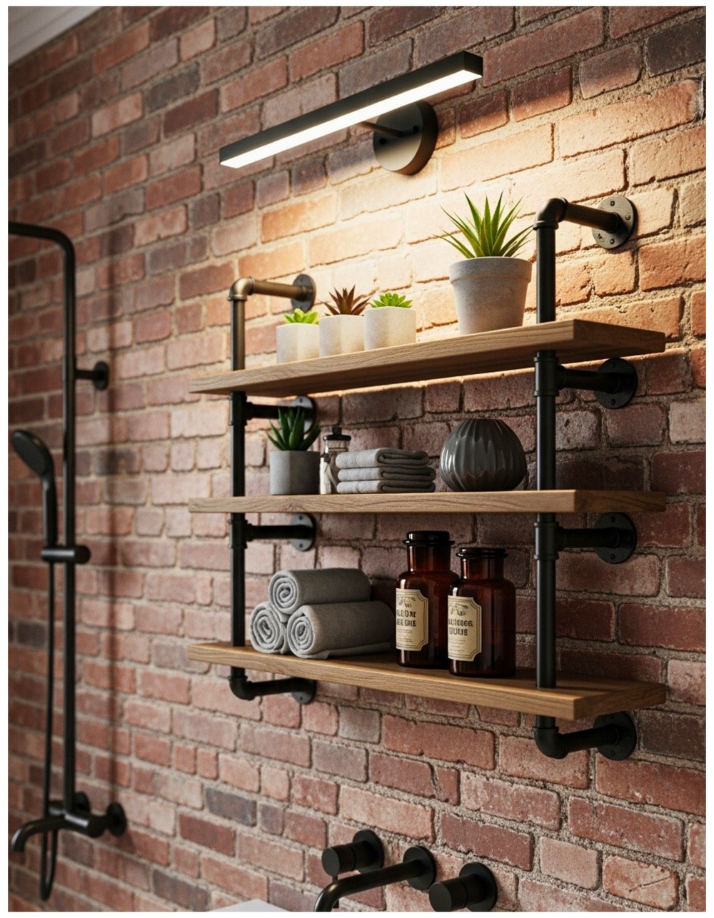 Urban Industrial Bathroom Shelf Design
