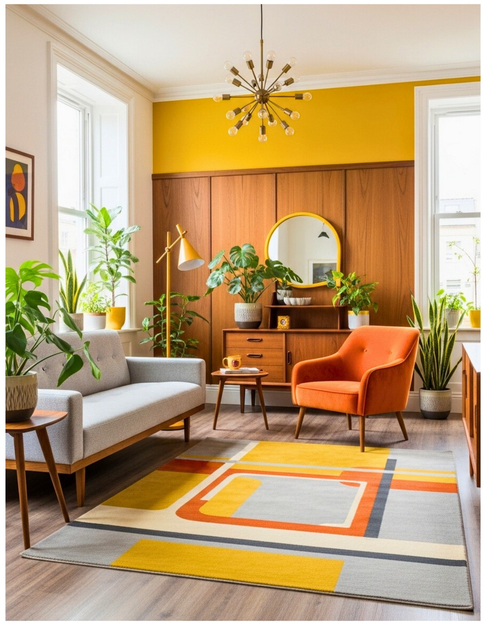 Vibrant Mid-Century Modern Living Room Decor