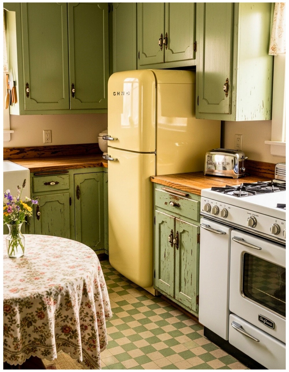 Vintage Green Kitchen Cabinets
