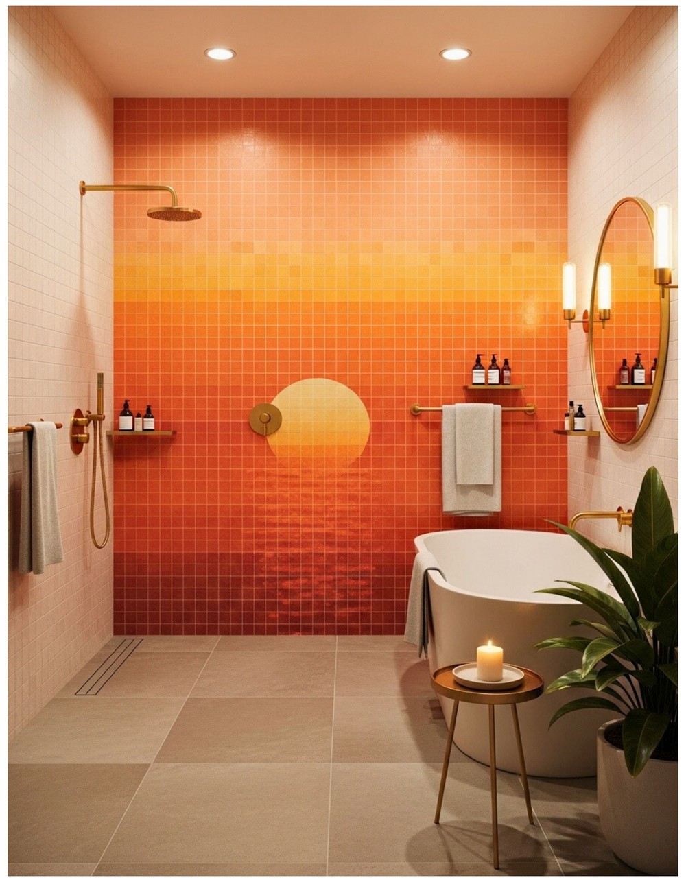 Warm Sunset Mosaic Tiles Section