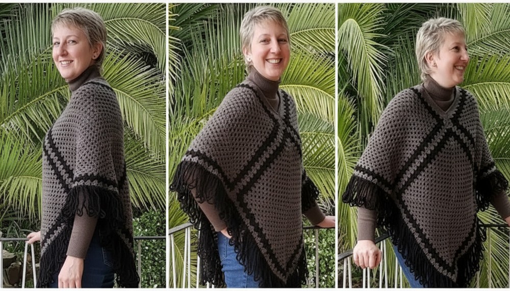 Crochet Granny Square Poncho Tutorial 1