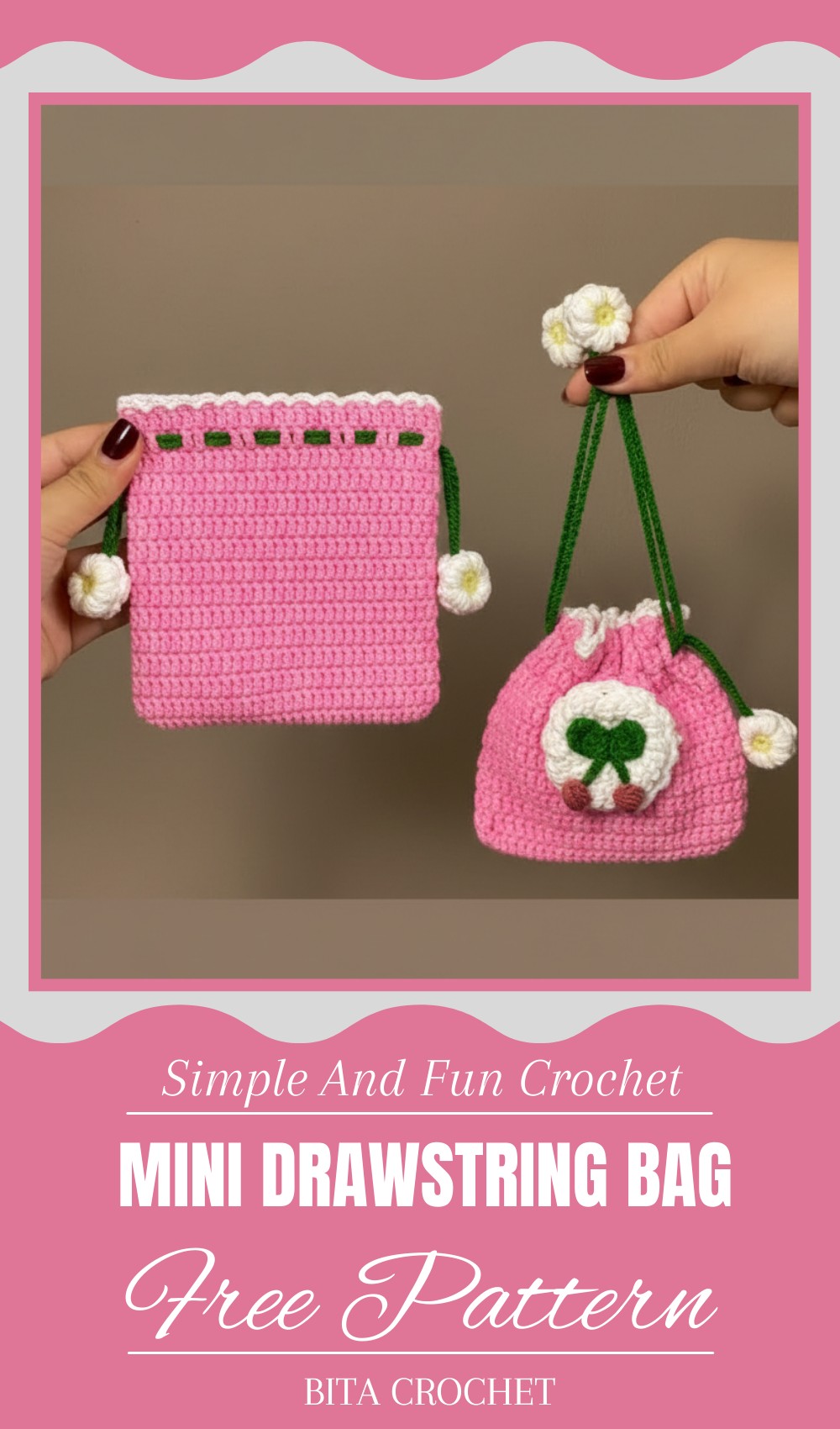 Crochet Mini Drawstring Bag Tutorial