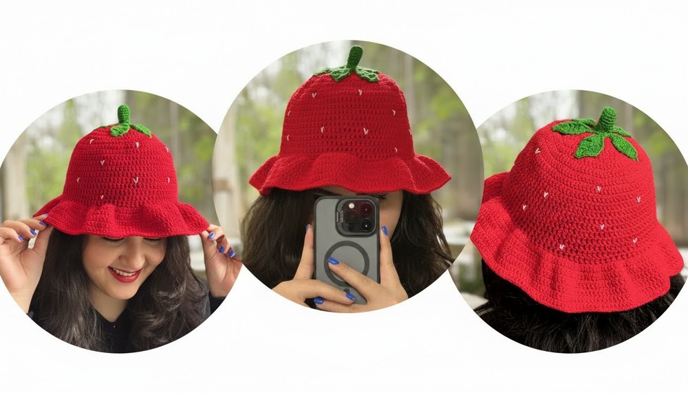 Crochet Strawberry Hat Pattern 4