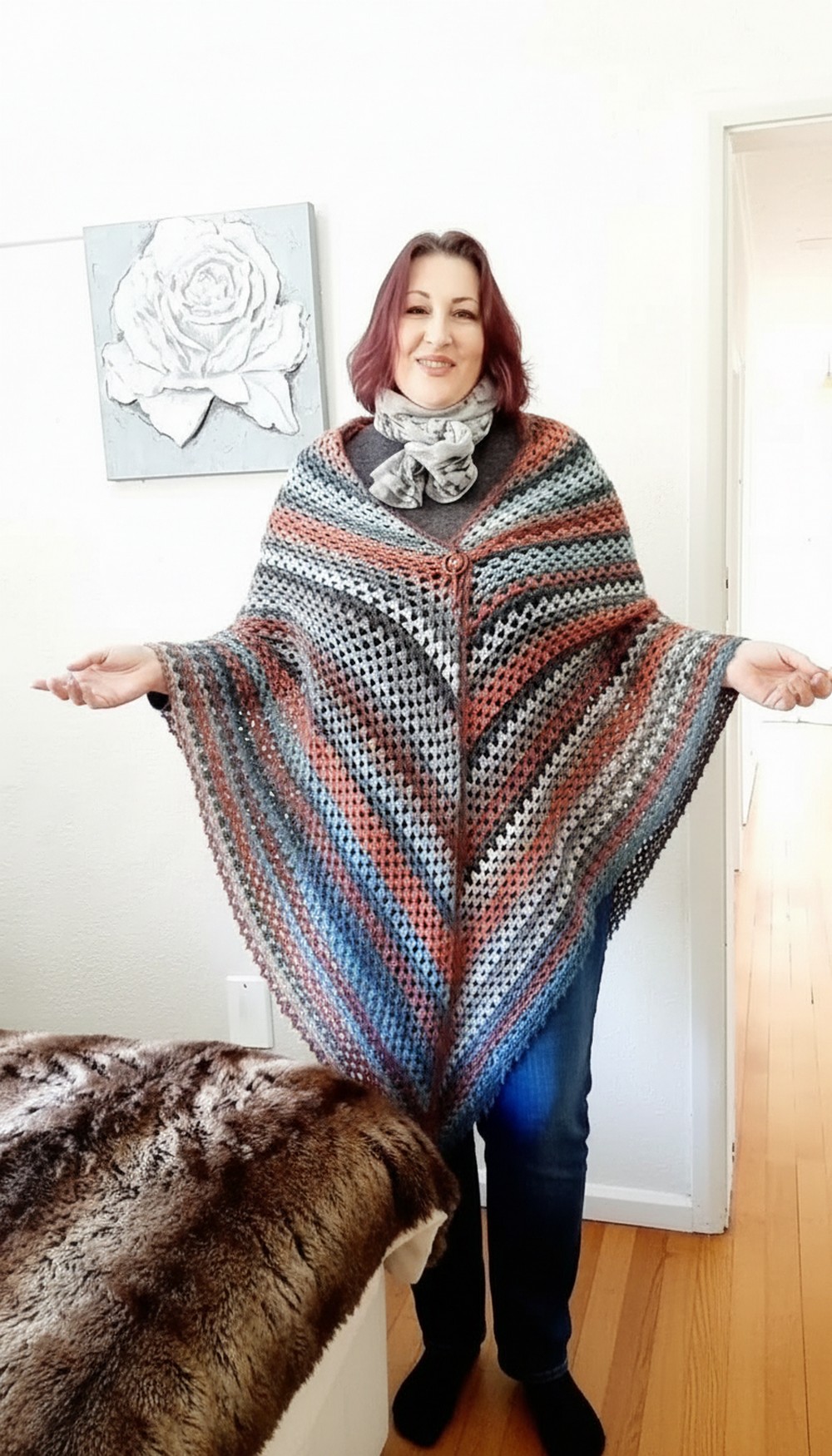 Easy Crochet Triangular Lacy Shawl 2