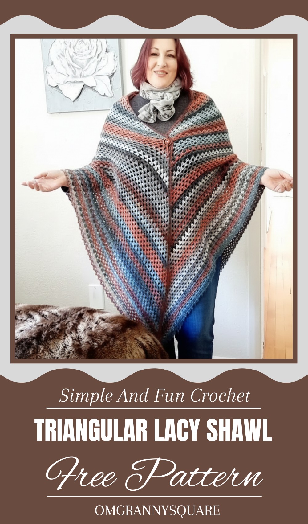 Easy Crochet Triangular Lacy Shawl