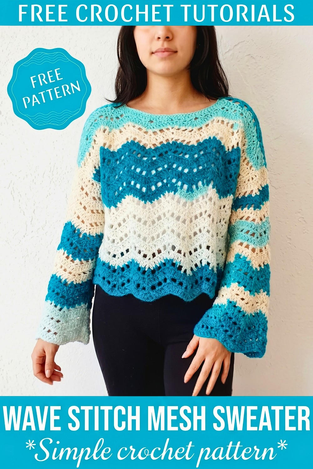 Beautiful Crochet Wave Stitch Mesh Sweater Pattern To Keep Warm
