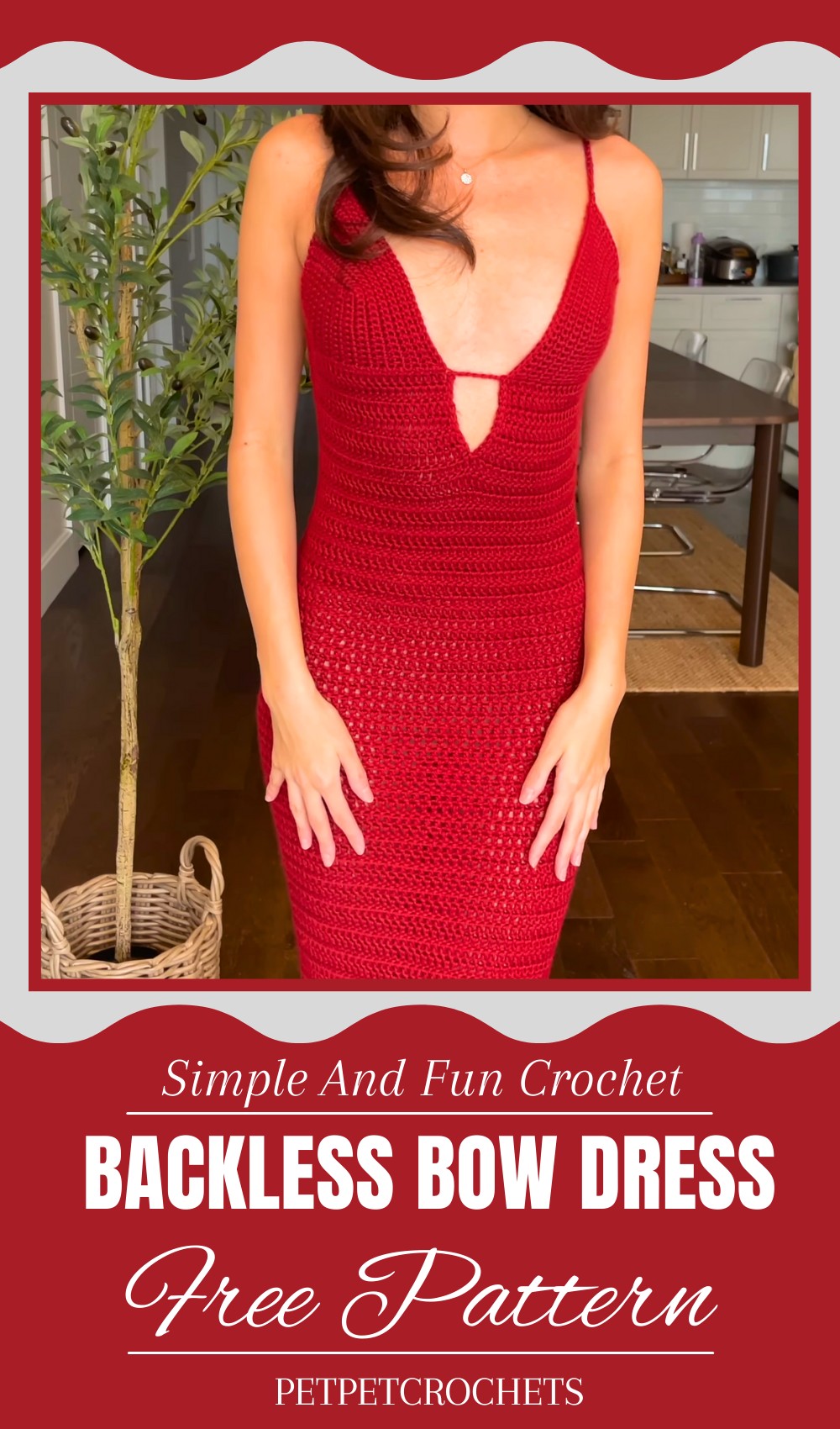 Crochet Backless Bow Dress