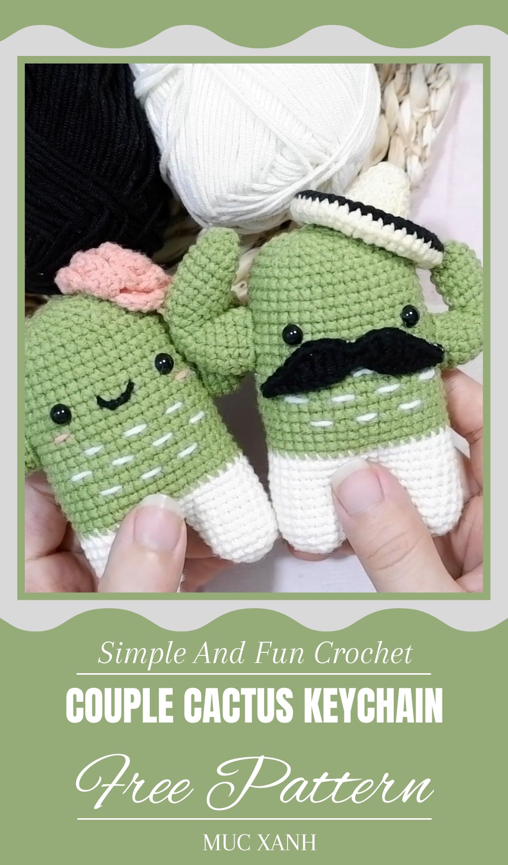Crochet Couple Cactus Keychain