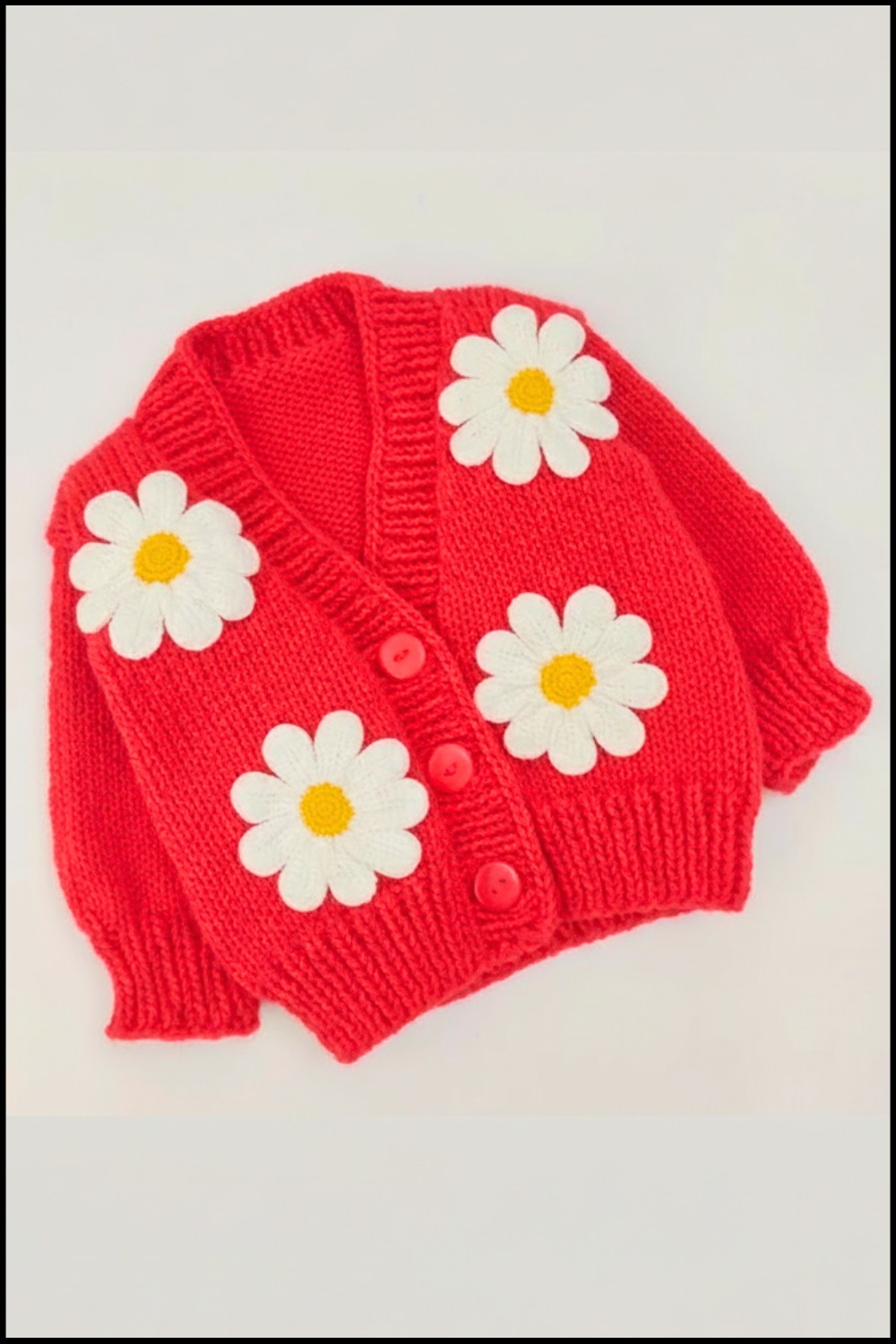 Crochet Daisy Appliques Cardigan Pattern 2