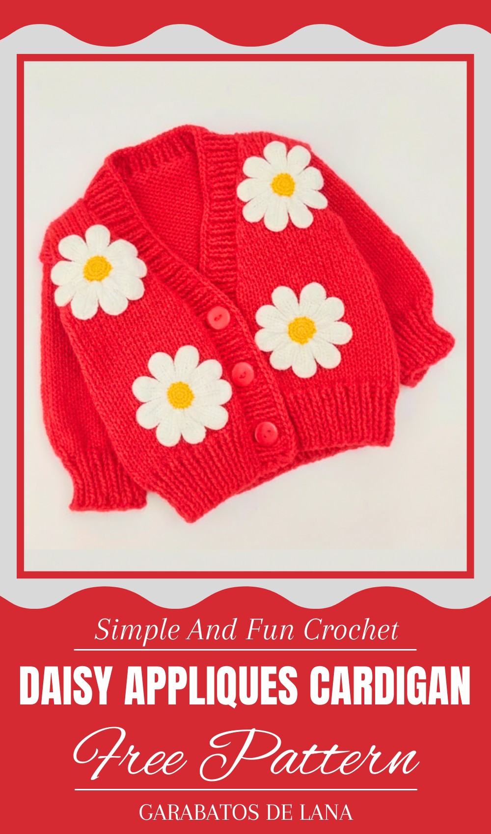 Crochet Daisy Appliques Cardigan Pattern