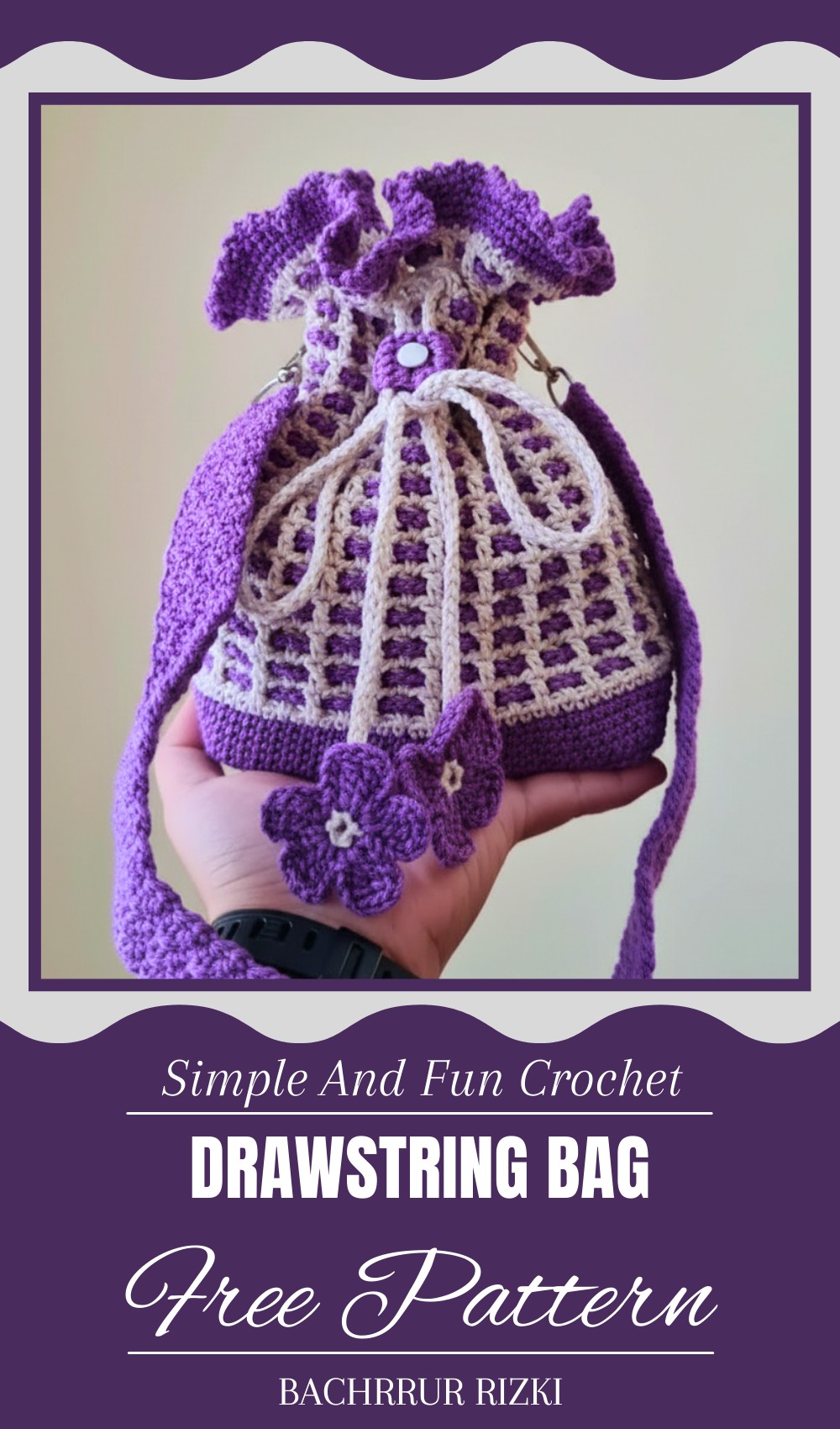 Crochet Drawstring Bag Easy Tutorial