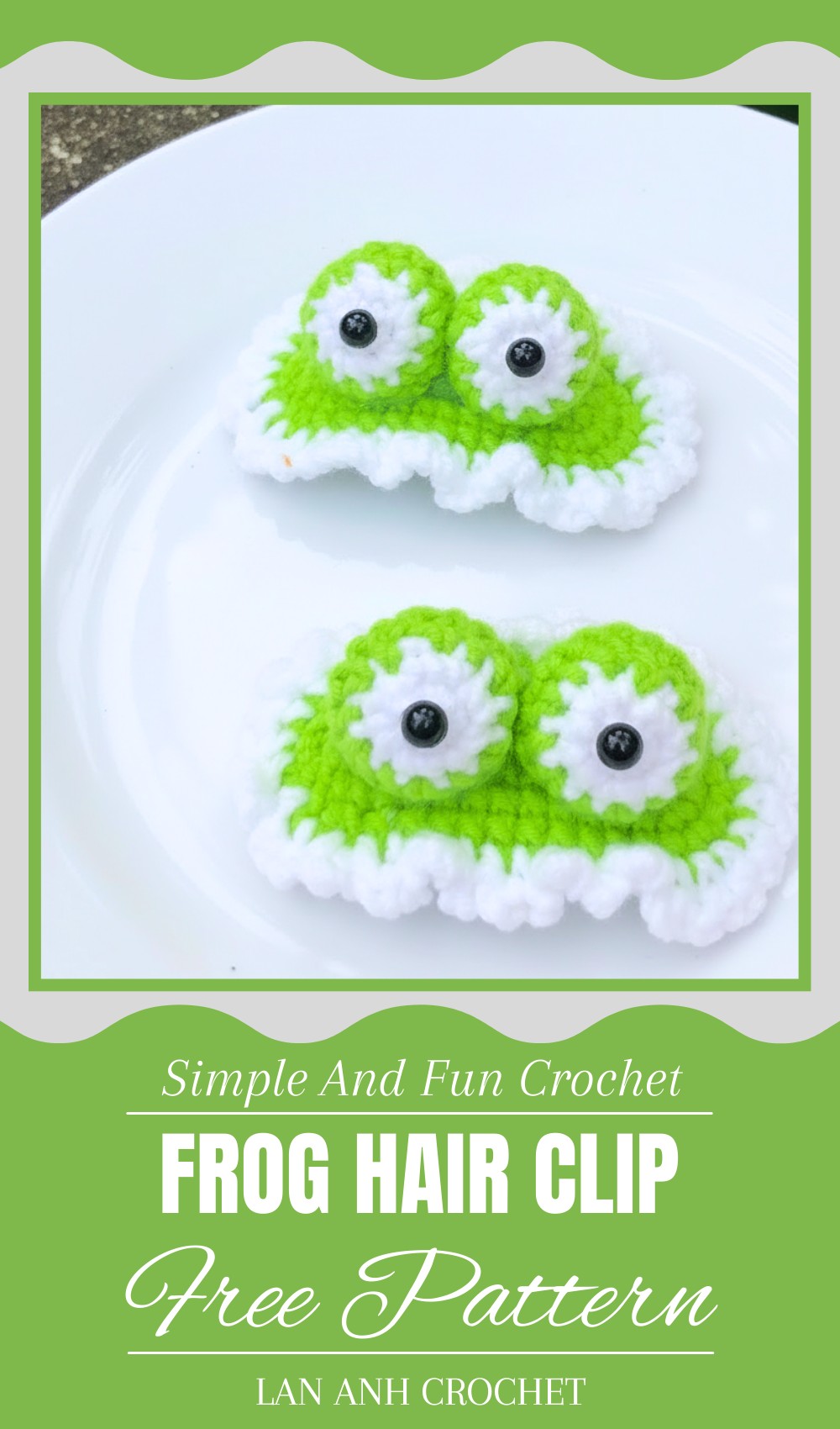 Crochet Frog Hair Clip Pattern