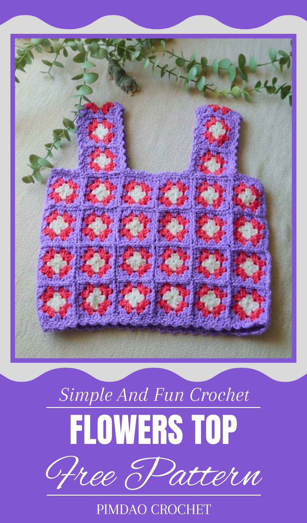 Crochet Granny Square Flowers Top Pattern